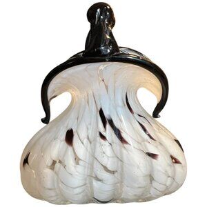 Vintage Murano Art Glass Vase | 1960s Coin Purse Shape | Handblown Heavy 6"x6"